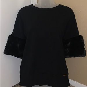Michael Kors Faux Fur Half Sleeve Sweater